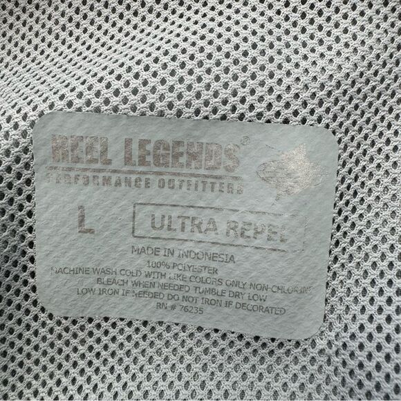 Reel Legends Fishing Shirt Gray Checkered Ultra Repel Short Sleeve SZ L - Picture 10 of 11